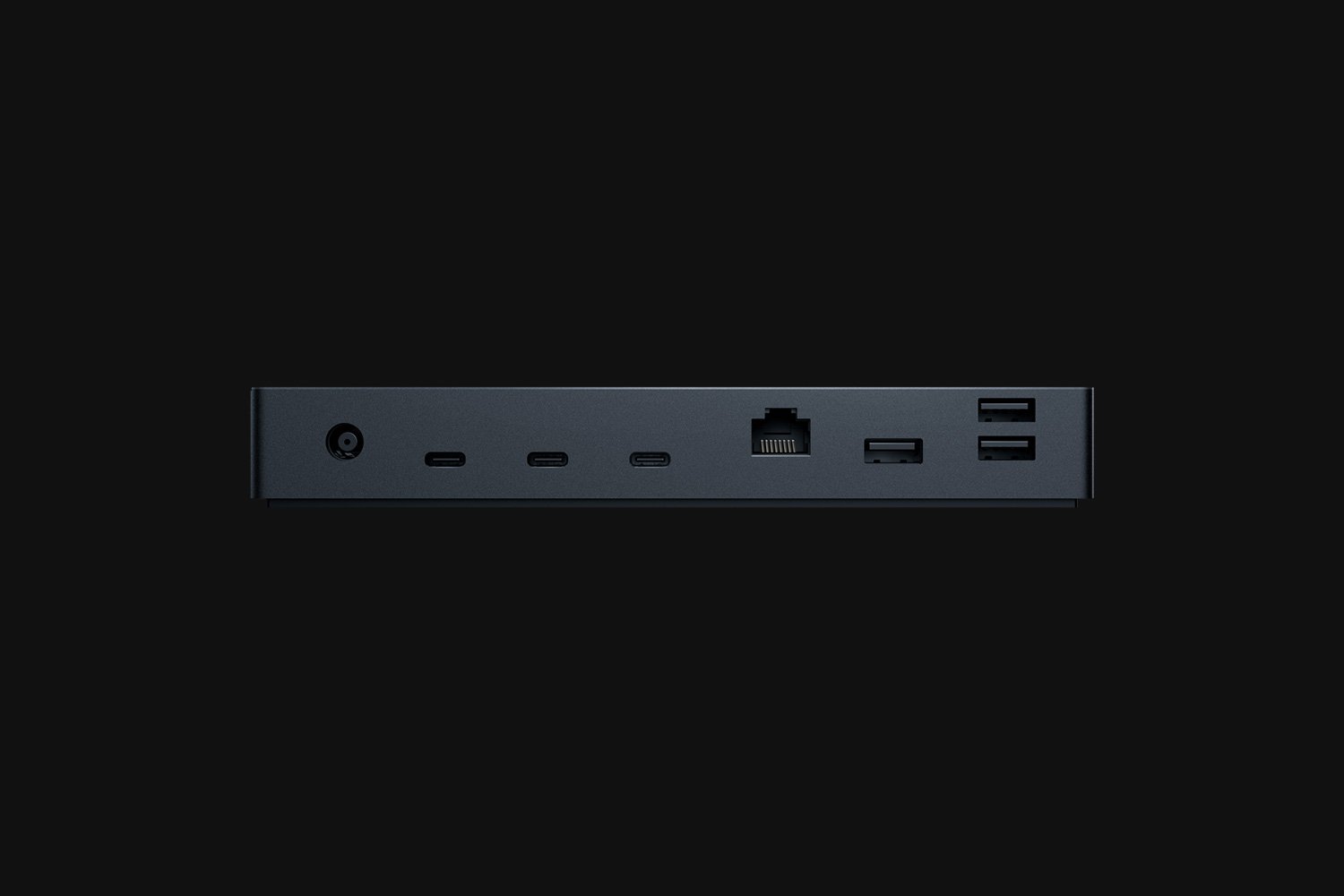 Razer Thunderbolt 4 Dock (Chroma) - Black Background with Light (Back View)